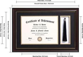 img 3 attached to ELSKER&amp;HOME 11x17 Diploma Frames: Showcase Your 8.5x11 Certificate with Tassel Holder and Elegant Mahogany Shadow Box Design; Double Mat in Black with Gold Rim