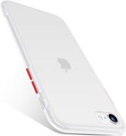 torras shockproof iphone se 2020 & iphone 8 case [drop test approved] translucent matte back protective silicone bumper - white logo