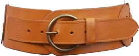 img 4 attached to High Waist Braided Cowhide Leather Belt - 3 Inch Wide Round Disk Linked, for Women