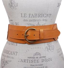 img 2 attached to High Waist Braided Cowhide Leather Belt - 3 Inch Wide Round Disk Linked, for Women