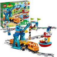 lego duplo грузовой поезд 10875 - набор строительных блоков на батарейках, лучшая инженерная и stem игрушка для малышей (105 деталей) logo