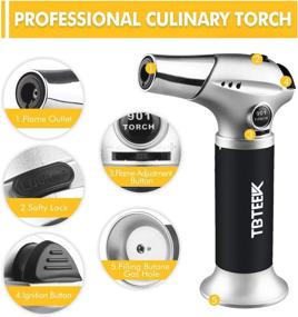 img 2 attached to TBTEEK Kitchen Torch: Versatile Butane Torch for Culinary Delights, 🔥 BBQ, Baking, and DIY Soldering - Adjustable Flame & Safety Lock Included!