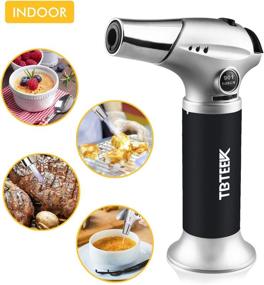 img 1 attached to TBTEEK Kitchen Torch: Versatile Butane Torch for Culinary Delights, 🔥 BBQ, Baking, and DIY Soldering - Adjustable Flame & Safety Lock Included!