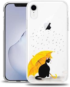 img 2 attached to 🐱 MURMAZ iPhone XR Case - Clear Cute Cat in The Rain Design - Transparent, Slim Hard Back Soft Bumper Hybrid Protective Cover - Pet Animal Cartoon Phone Case for Girls and Women (Rainy Cat XR)