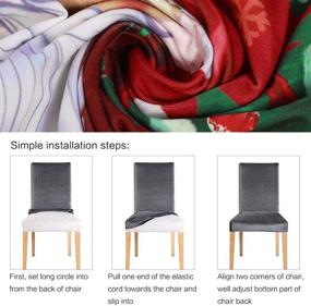 img 1 attached to Christmas Dining Chair Covers Set of 6 - Stretch Xmas Parsons Chair Slipcovers for Dining Room, Santa Claus Seat Protector - Washable, Spandex Kitchen Chair Cover - Festive Holiday Party Decoration