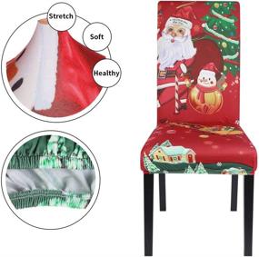 img 2 attached to Christmas Dining Chair Covers Set of 6 - Stretch Xmas Parsons Chair Slipcovers for Dining Room, Santa Claus Seat Protector - Washable, Spandex Kitchen Chair Cover - Festive Holiday Party Decoration