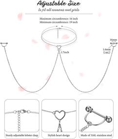 img 3 attached to 👙 Yaomiao 12 Pieces Nipple Rings and Choker Necklaces Set: Heart Shape Stainless Steel Tongue Nipple Rings for Women - 14G Body Barbells Piercing Jewelry