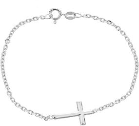 img 4 attached to 🔀 Ritastephens Sterling Silver Sideways Cross Jewelry - Italian-Made Bracelet or Necklace (7" & 16")