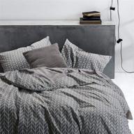 🛏️ stylish and cozy gray comforter set - 3pcs queen size bedding with modern chevron zig zag geometric pattern, 100% cotton fabric and soft microfiber fill logo