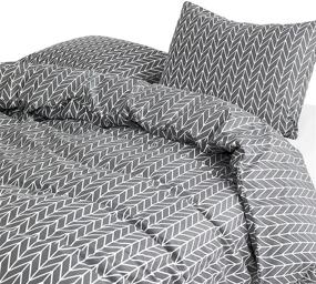 img 1 attached to 🛏️ Stylish and Cozy Gray Comforter Set - 3pcs Queen Size Bedding with Modern Chevron Zig Zag Geometric Pattern, 100% Cotton Fabric and Soft Microfiber Fill
