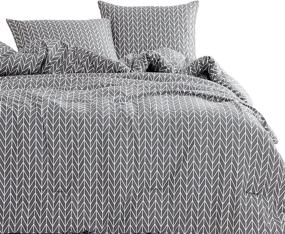 img 2 attached to 🛏️ Stylish and Cozy Gray Comforter Set - 3pcs Queen Size Bedding with Modern Chevron Zig Zag Geometric Pattern, 100% Cotton Fabric and Soft Microfiber Fill