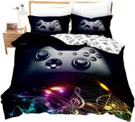 🎮 homewish video games bedding set full size - modern gamer gamepad comforter cover for kids & teens - add style to game room decor - gaming duvet cover set with musical note quilt cover (no comforter) logo