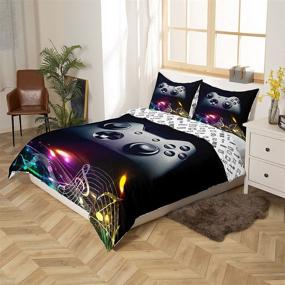 img 1 attached to 🎮 Homewish Video Games Bedding Set Full Size - Modern Gamer Gamepad Comforter Cover for Kids & Teens - Add Style to Game Room Decor - Gaming Duvet Cover Set with Musical Note Quilt Cover (No Comforter)