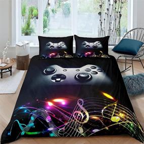 img 3 attached to 🎮 Homewish Video Games Bedding Set Full Size - Modern Gamer Gamepad Comforter Cover for Kids & Teens - Add Style to Game Room Decor - Gaming Duvet Cover Set with Musical Note Quilt Cover (No Comforter)