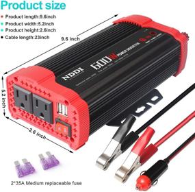 img 3 attached to 🚗 NDDI 600W Car Power Inverter: 12V DC to 110V AC Converter & Dual USB Quick Car Charger - Efficient Performance!