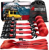π rocket straps - heavy duty 1.5-inch x 15-feet ratchet straps with 4500lbs break strength - 4 ratchets & 4 soft loops, bag included - ideal for moving, motorcycles, trailers & trucks logo