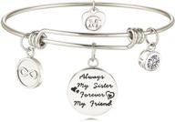 sister friend expandable charm bracelets - unbreakable bond, forever friends logo