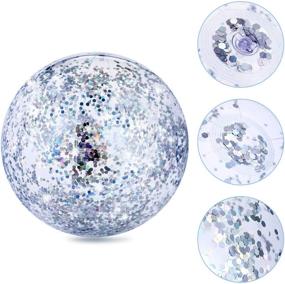 img 2 attached to Hsei Inflatable Glitter Beach Ball Set - 3-Piece Floatable Confetti Ball for Summer Beach, Pool, and Party Favor