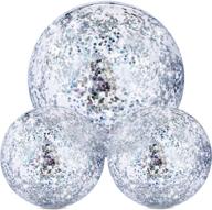 hsei inflatable glitter beach ball set - 3-piece floatable confetti ball for summer beach, pool, and party favor логотип