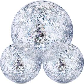 img 4 attached to Hsei Inflatable Glitter Beach Ball Set - 3-Piece Floatable Confetti Ball for Summer Beach, Pool, and Party Favor