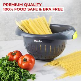 img 3 attached to 🍲 European Made Heavy Duty Colander/Strainer: Deep & Dishwasher Safe Grey Kitchen Tool for Pasta, Lettuce, Vegetables, and Fruit