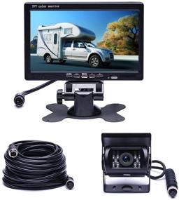 img 4 attached to 📷 Camecho 7-inch Monitor with Night Vision Backup Camera – IP68 Waterproof for RVs, Trailers, Trucks – No Guide Line – Aviation Extension Cable Included