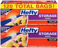 🔒 hefty slider storage bags, gallon size: value pack of 30 count (4 pack), 120 total bags logo