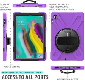 img 3 attached to 📱 BRAECN Samsung Galaxy Tab S5e 10.5 Inch Case, Heavy Duty Rugged Hybrid Case with Rotating Hand Strap/Kickstand & Carrying Strap, for Galaxy Tab S5e SM-T720 (Wi-Fi) SM-T725 (LTE), 2019 Model (Purple)