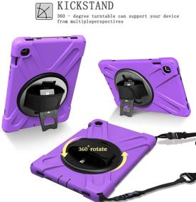 img 2 attached to 📱 BRAECN Samsung Galaxy Tab S5e 10.5 Inch Case, Heavy Duty Rugged Hybrid Case with Rotating Hand Strap/Kickstand & Carrying Strap, for Galaxy Tab S5e SM-T720 (Wi-Fi) SM-T725 (LTE), 2019 Model (Purple)