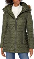 🧥 marc new york by andrew marc women's chevron quilted down jacket with detachable faux fur hood логотип