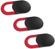 📷 cooloo webcam cover: protect your privacy with ultra thin sliding covers - red with black (3-pack) logo