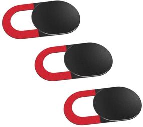 img 1 attached to 📷 COOLOO Webcam Cover: Protect Your Privacy with Ultra Thin Sliding Covers - Red with Black (3-Pack)