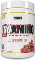 🏋️ man sports iso amino чистый изолированный порошок bcaa - 210 грамм: натуральное средство для построения сухих мышц и жиросжигания - кисловатые конфеты, 30 порций логотип