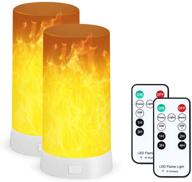 🔥 enhanced flame effect light: usb rechargeable flame table lamp 2 pack with remote and timer - led dimmable 3 modes flame lantern lamp for home party bar camping логотип