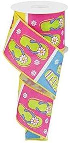 img 1 attached to 👡 Canvas Flip Flops Wired Edge Ribbon - 2.5&#34; x 10 Yards