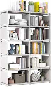 img 4 attached to 📦 Gray Cube Storage: 5 Tier 10 Cubes Organizer Shelves for Living Room, Study Room, Bedroom, and Office