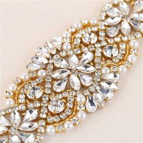 img 3 attached to 💎 Exquisite Bridal Belt: Rhinestone Applique with Crystals and Pearls - Perfect for DIY Wedding Sash, Sew on or Glue Option