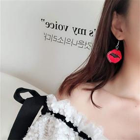 img 3 attached to Coadipress Lipstick Earrings Personalized Exaggerate