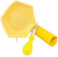 🔶 cks yellow ceramic grater plate set - enhance grating ease with the best 3 piece garlic grater set logo