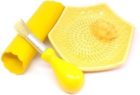 img 2 attached to 🔶 CKS Yellow Ceramic Grater Plate Set - Enhance Grating Ease with the Best 3 Piece Garlic Grater Set