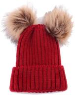 🧣 warm and cozy women's winter chunky knit double pom pom beanie hats – a fashionable slouchy hat for cold weather logo