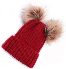 img 3 attached to 🧣 Warm and Cozy Women's Winter Chunky Knit Double Pom Pom Beanie Hats – A Fashionable Slouchy Hat for Cold Weather