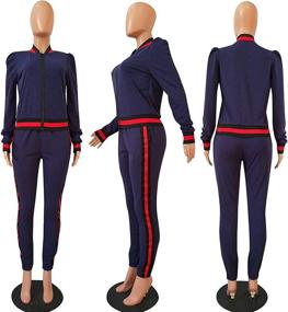 img 2 attached to 👖 Akmipoem Women's Tracksuit Set - Long Sleeve Zipper Jacket and Pants - 2-piece Outfit