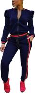 👖 akmipoem women's tracksuit set - long sleeve zipper jacket and pants - 2-piece outfit логотип