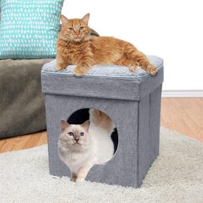 img 3 attached to 🐱 Ultimate Comfort and Fun: Kitty City Large Cat Bed, Stackable Cat Cube, Indoor Cat House/Cat Condo, Cat Scratcher