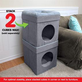 img 2 attached to 🐱 Ultimate Comfort and Fun: Kitty City Large Cat Bed, Stackable Cat Cube, Indoor Cat House/Cat Condo, Cat Scratcher