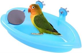 img 4 attached to 🐦 QBLEEV Bird Baths Tub with Mirror for Cage - Parrot Birdbath Shower Accessories, Hanging Bathing Box for Small Birds & Parrots in Bird Cages