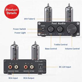 img 3 attached to 🎶 Fosi Audio P1 Трубный предварительный усилитель Мини Hi-Fi Стерео Буферный предусилитель 6K4 Вакуумный предусилитель с регулируемым тембром и басовым контролем для улучшенного домашнего театра и опыта с HiFi-системой.