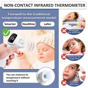 img 1 attached to 🌡️ Easy One-Button Operation Non Contact Thermometer for Adults - Accurate Readings, Memory Storage, Temperature Warning Reminders - Digital Infrared Forehead Thermometer (Batteries Not Included)
