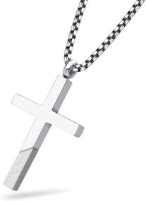 img 4 attached to 🔱 Men's Women's Stainless Steel Cross Necklace - 555Jewelry Pendant with 16-24” Chain